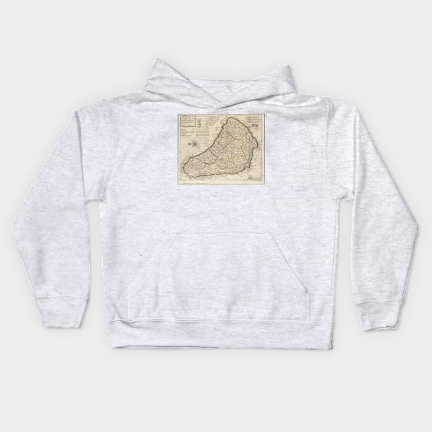 Vintage Map of Barbados (1736) Kids Hoodie by Bravuramedia